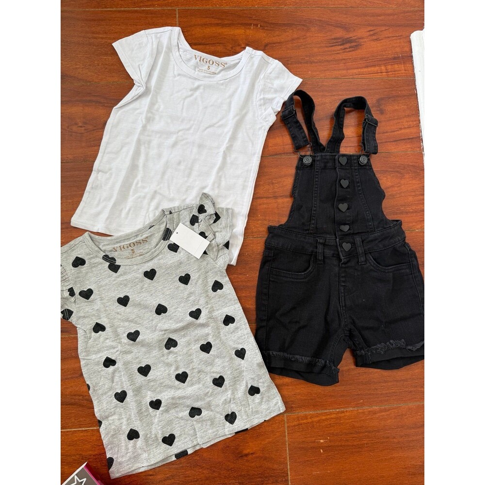 Vigoss Black Denim Romper and T-shirts Set 5